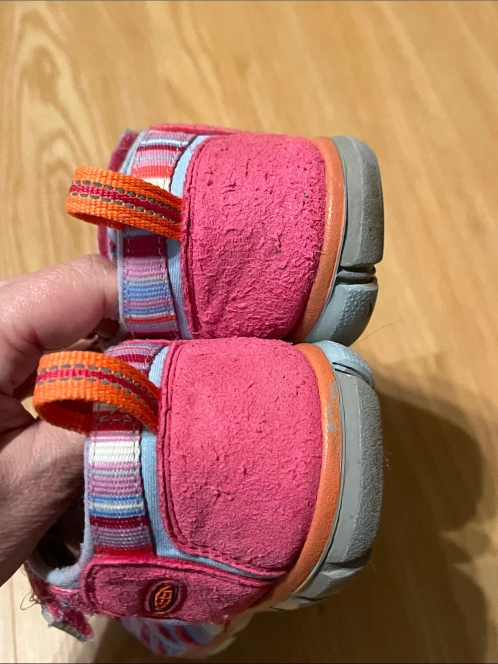 KEEN Seacamp Kids Pink & Orange Multistripe Closed-Toe Water Sandals